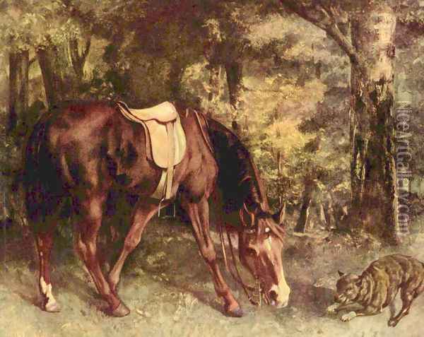 Horse in the forest Oil Painting - Gustave Courbet
