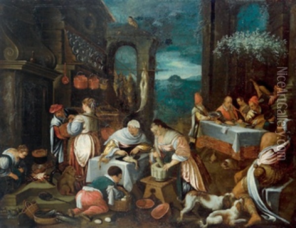 Il Ricco Epulone E Lazzaro Oil Painting - Jacopo dal Ponte Bassano