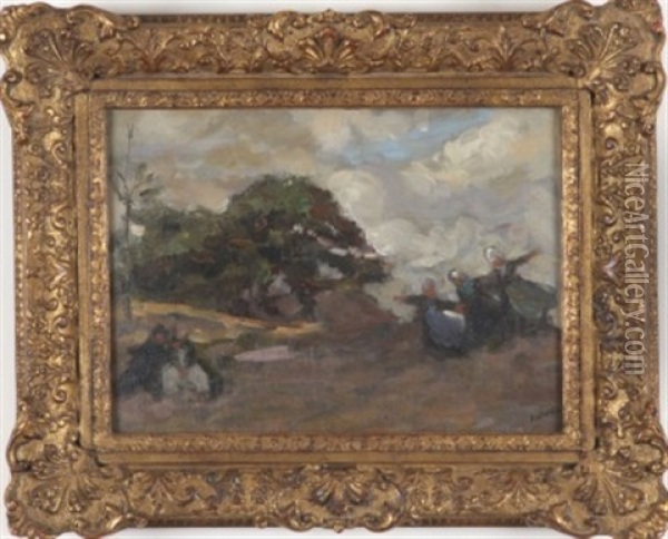 Brettones Dans Un Paysage Oil Painting - Joseph Raphael
