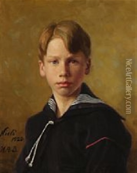 Portrait Of The Artist's Nephew Oil Painting - Hans Andersen Brendekilde