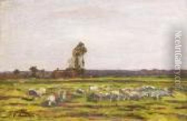 Paysage Normand, 1870-1874 Oil Painting - Eugene Boudin