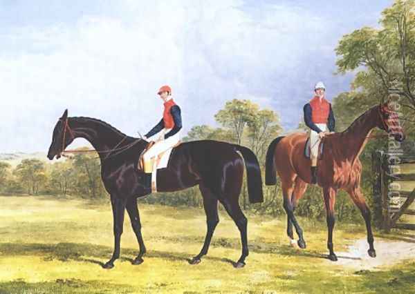 Industry & Caroline With Jockeys Up Oil Painting - John Frederick Herring Snr