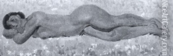 Femme Nue Etendue Oil Painting -  Marcel-Lenoir (Jules Oury)