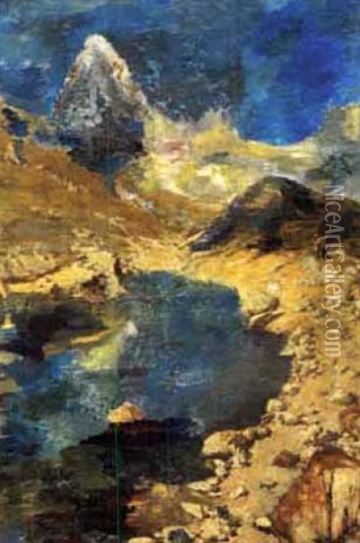 Matterhorn Mit Seelein Oil Painting - Felix Possart
