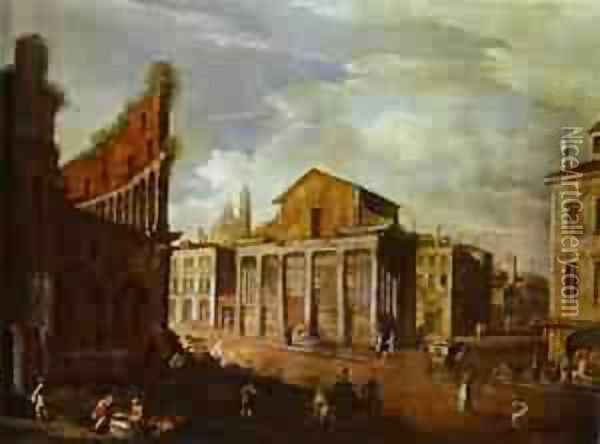 Church Of St Antony And St Phaustina In Rome 1749 Oil Painting - (Giovanni Antonio Canal) Canaletto