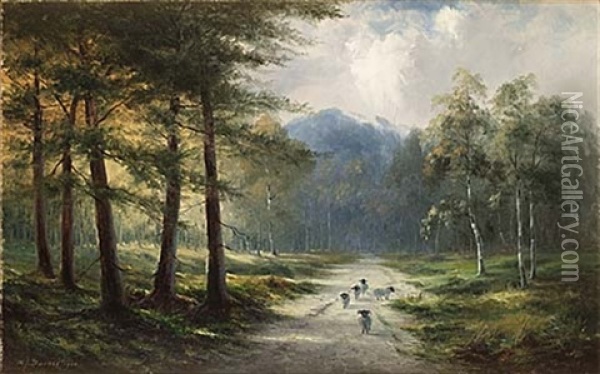 Bergslandskap Med Farflock Oil Painting - Samuel John Barnes