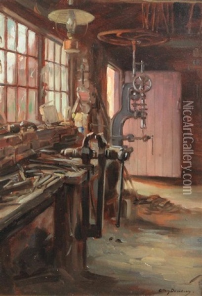 Blacksmiths Forge Oil Painting - Allan Douglas Davidson