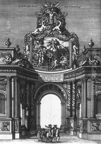 The Ceremonial Entry of Louis XIV and Marie-Thérèse into Paris in 1660 (2) Oil Painting - Jean Le Pautre