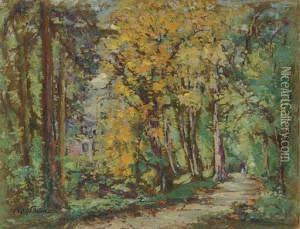 Paysage D'automne Oil Painting - Emmanuel Victor Auguste Marie De La Villeon