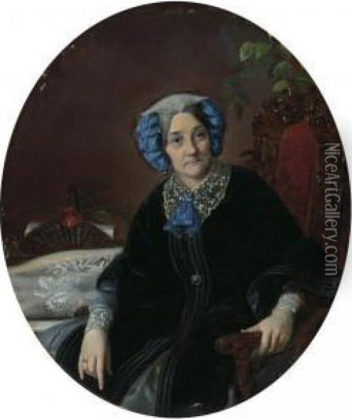 Portrait Of A Lady Oil Painting - Sergej K. Sarjanko