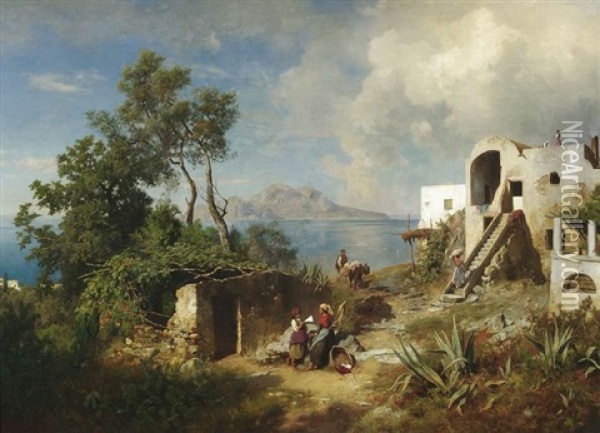 Capri Oil Painting - Albert Flamm