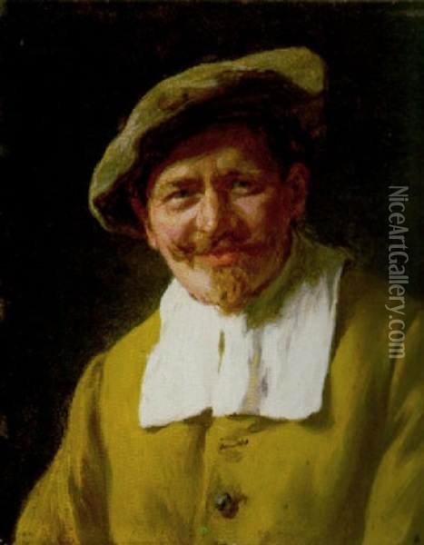 Lachender Mann Mit Mutze Und Gelber Joppe Oil Painting - Albert Friedrich Schroeder