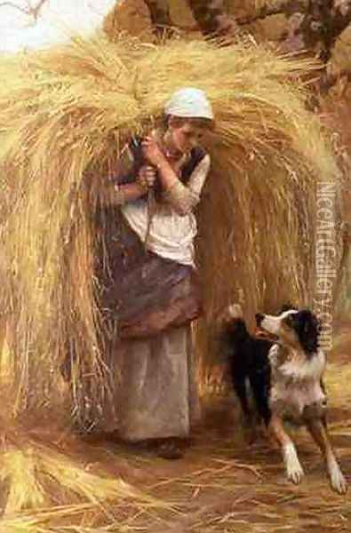 Returning from the Hayfield Oil Painting - Arthur Hacker