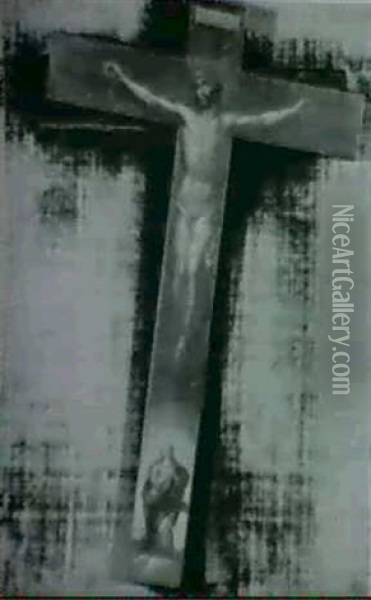 Oratorio Con Un Cristo Y Una Assuncion                      (crucifix Peint) Oil Painting - Bartolome Esteban Murillo