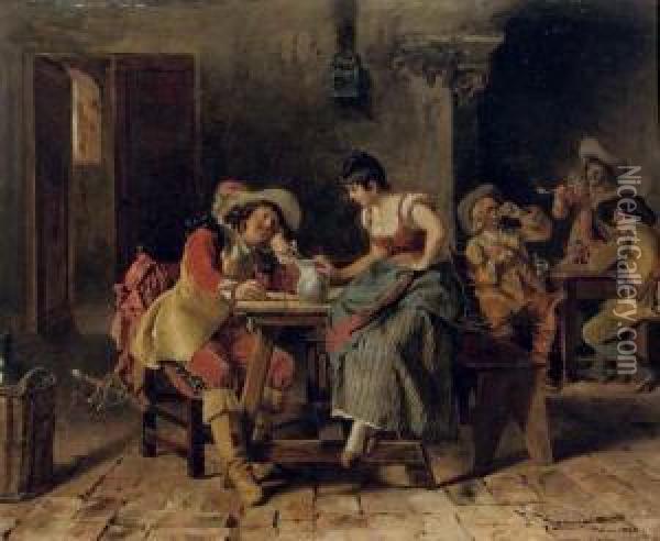 The Happy Drinkers Oil Painting - Johann Hamza