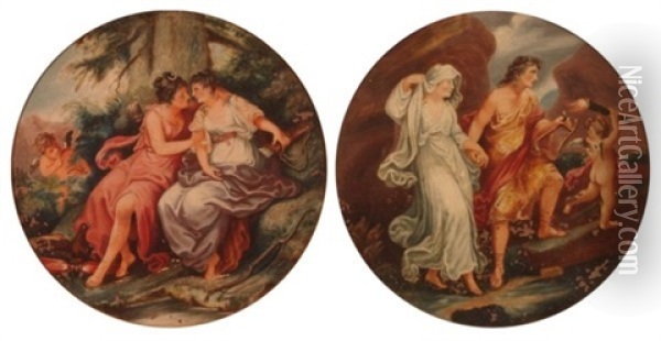 Allegories (+ Another; Pair) Oil Painting - Angelika Kauffmann