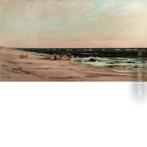Surf At Bellport, Long Island Oil Painting - Edward B. Gay