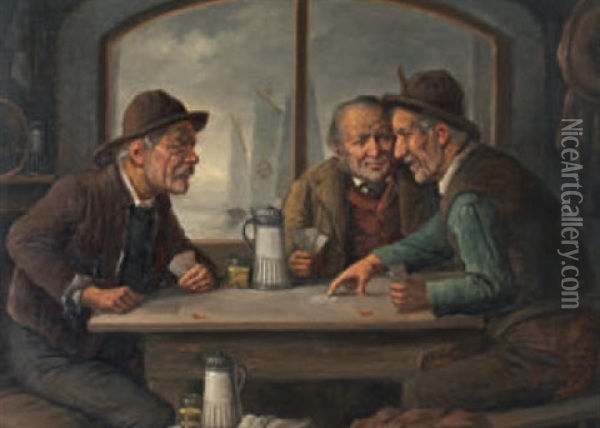 Manner Beim Kartenspiel Oil Painting - Carl Siegfried Stoitzner