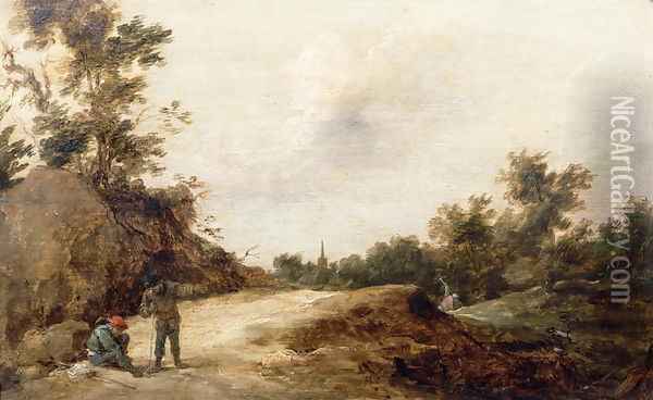 Landscape with Travellers Oil Painting - David The Younger Teniers