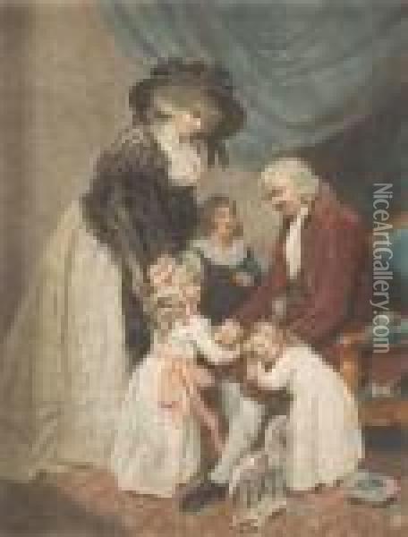 A Visit To The Grandfather Par W.ward Oil Painting - John Raphael Smith