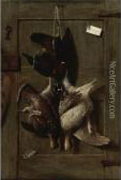 Still Life With A Wood Duck And Grouse Oil Painting - Richard Goodwin