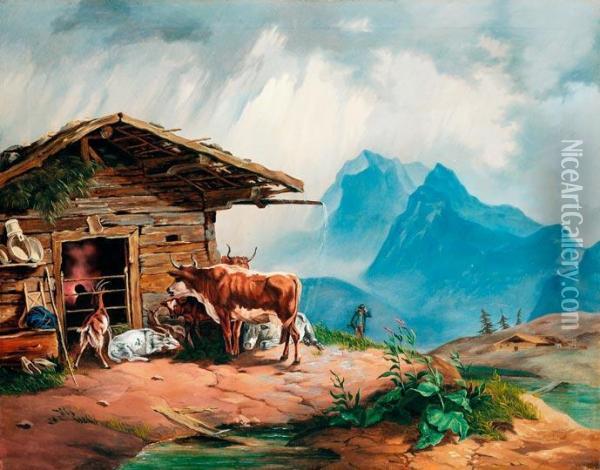Alpesi Kovacsmuhely Oil Painting - Friedrich Gauermann