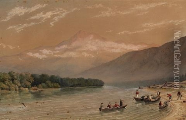 Frazer River Camp, British Columbia Oil Painting - George Henry Burgess