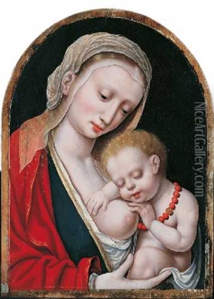Maria Mit Dem Schlafenden Christusknaben Oil Painting - Joos Van Cleve