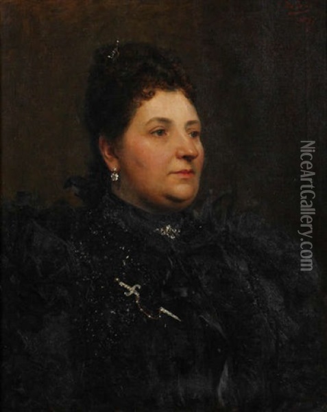 Portrait D'une Dame Oil Painting - Edouard De Jans