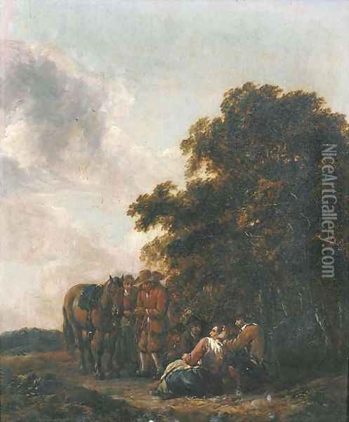 Travellers resting at the edge of a wood Oil Painting - Barent Gael