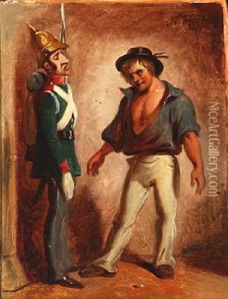 A Soldier And A Sailor Oil Painting - Nicolai Francois Habbe