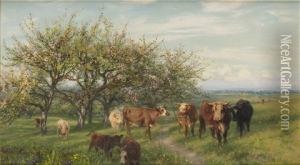 Betande Kor Oil Painting - Henry William Banks Davis