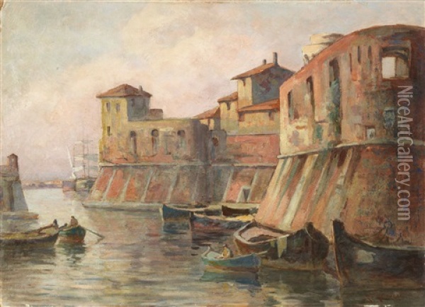 Fortezza Vecchia - Livorno Oil Painting - Renuccio Renucci