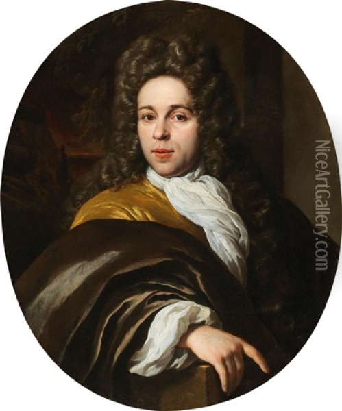 Portrait Of An Elegant Young Man Oil Painting - Jan Verkolje the Elder