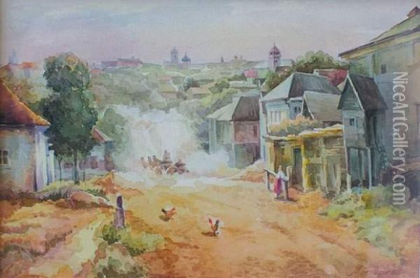 Entree Du Village Oil Painting - Mihail Andrjejevits Berkos