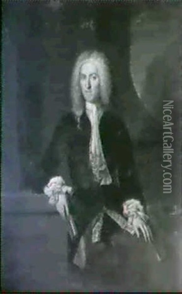 Portrait Of A Gentleman Of The Leathes Family Oil Painting - Herman van der Myn