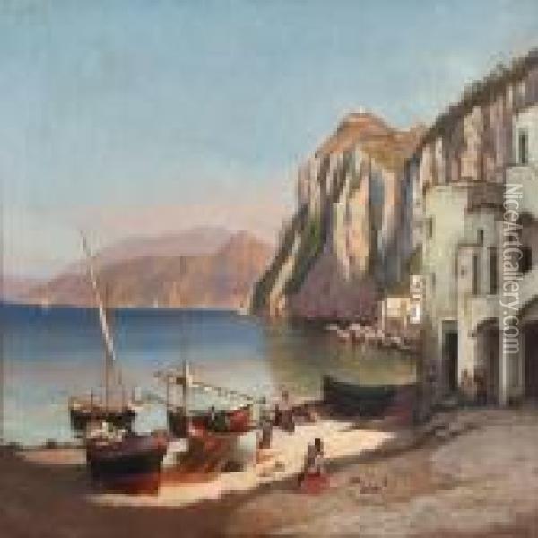 Summer Day At An Italian Coast Oil Painting - Eiler Rasmussen-Eilersen