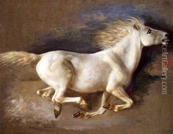 Bolting Horse (+ Bolting Horse, Sketch; 2 Works) Oil Painting - William Strutt