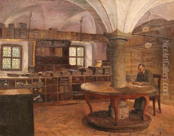 Interior Oil Painting - Henrik Nordenberg