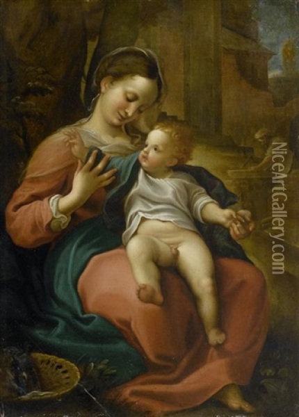 Maria Mit Dem Kind, Im Hintergrund Joseph Oil Painting -  Correggio