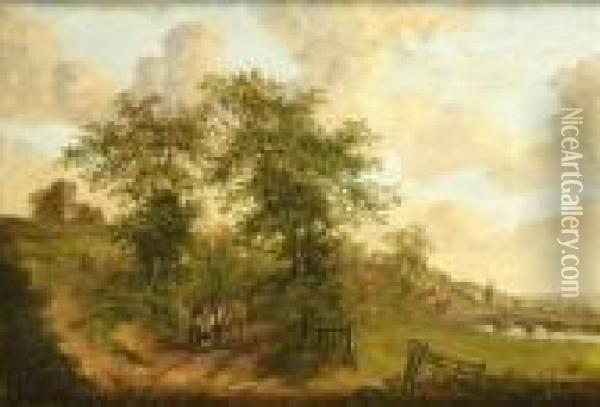 Landscape With Carter And Horses Oil Painting - Patrick, Peter Nasmyth