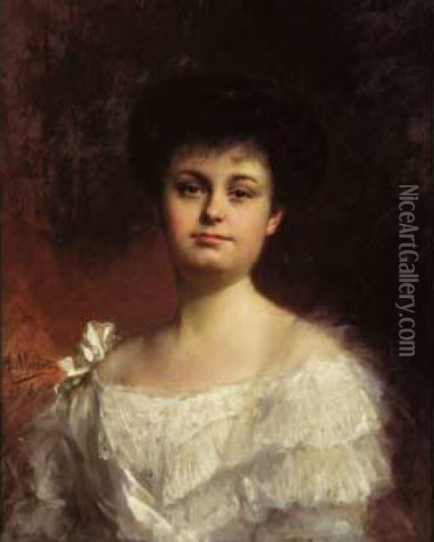Portrait D'une Elegante Oil Painting - Alphonse Frederic Muraton