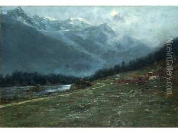 :a Chamonix Oil Painting - Charles Alexandre Bertier