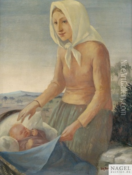 Mutter Mit Kind Oil Painting - Fritz Burmann
