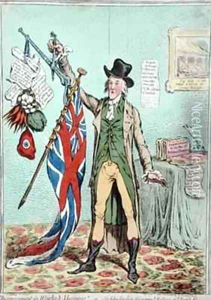 Improvement in Weights and Balances or Sir John Seeclear discovering the Balance of the British Flag Oil Painting - James Gillray