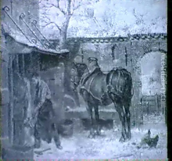 The Blacksmith's Yard Oil Painting - Willem Jacobus Boogaard