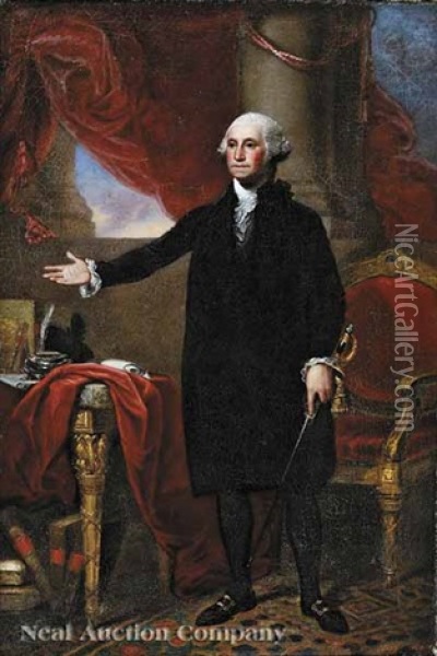 George Washington (after Gilbert Stuart) Oil Painting - Thomas Badger