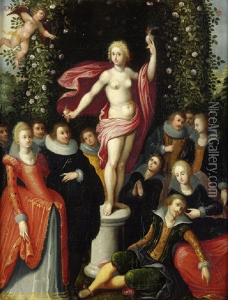 Venus: Allegorie Der Keuschen Liebe (+ Bacchus: Allegorie Der Fruchtbarkeit; 2 Works) Oil Painting - Louis de Caullery