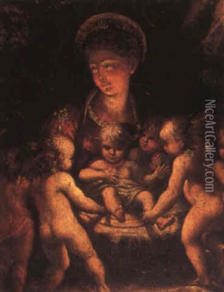 The Madonna And Child With Cherubs Oil Painting -  Parmigianino (Michele da Parma)