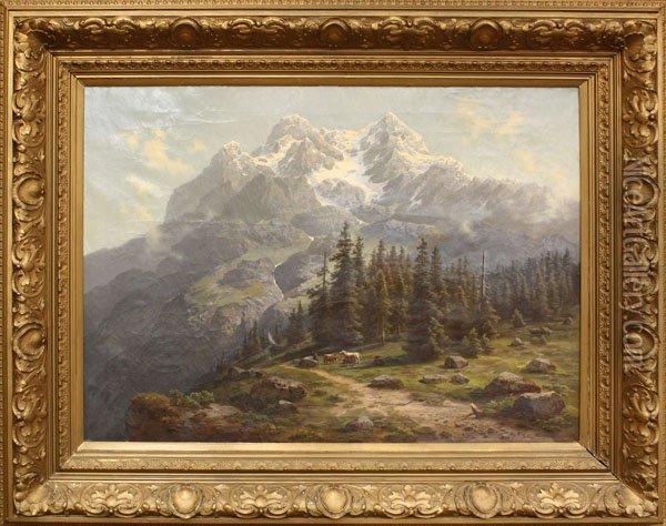 Mountain Landscape Oil Painting - Gustav Hausmann